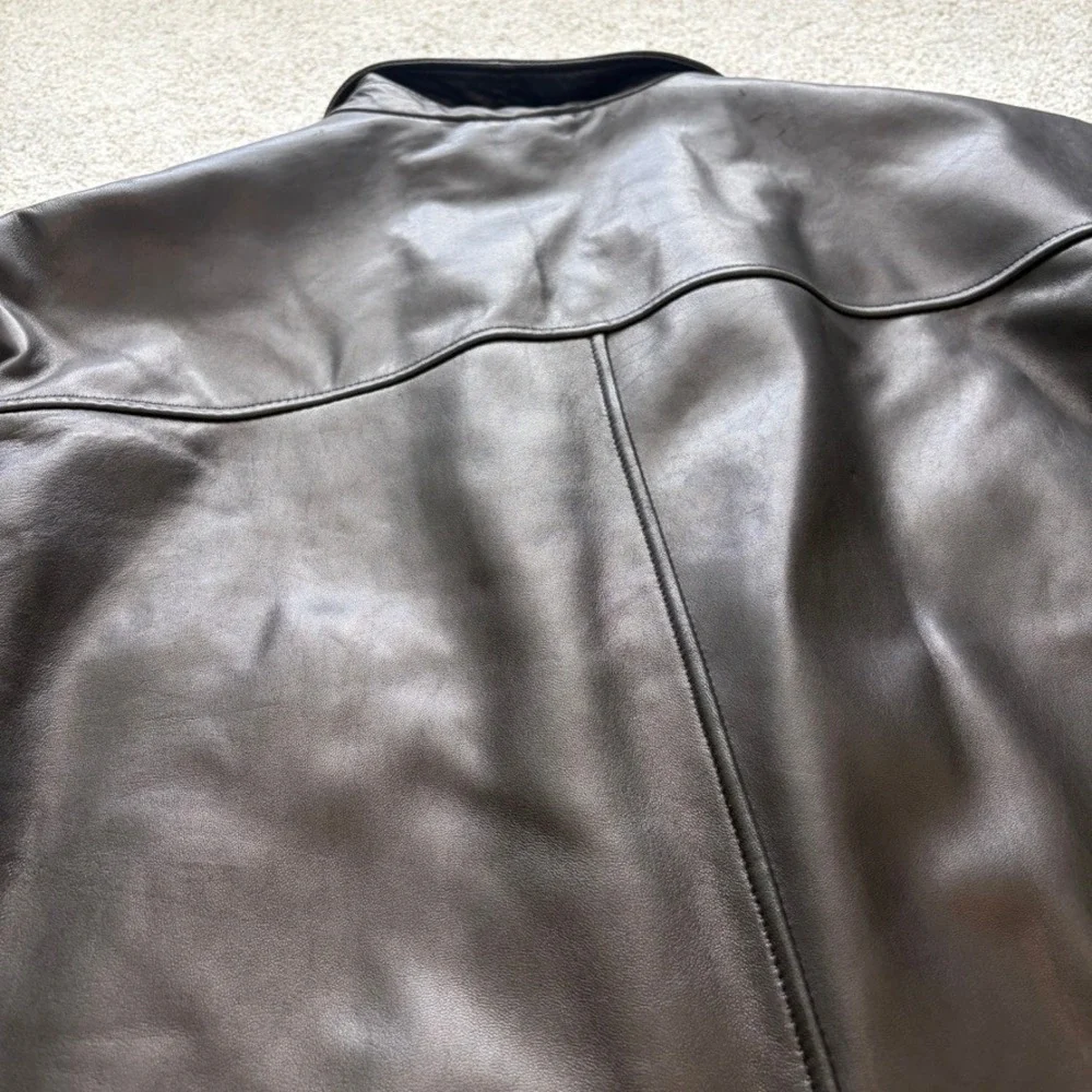 Roundtree & Yorke‎ Lambskin Leather Jacket Mens 3XLT Black Retro Classic